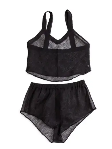Black Linen Pajama Set