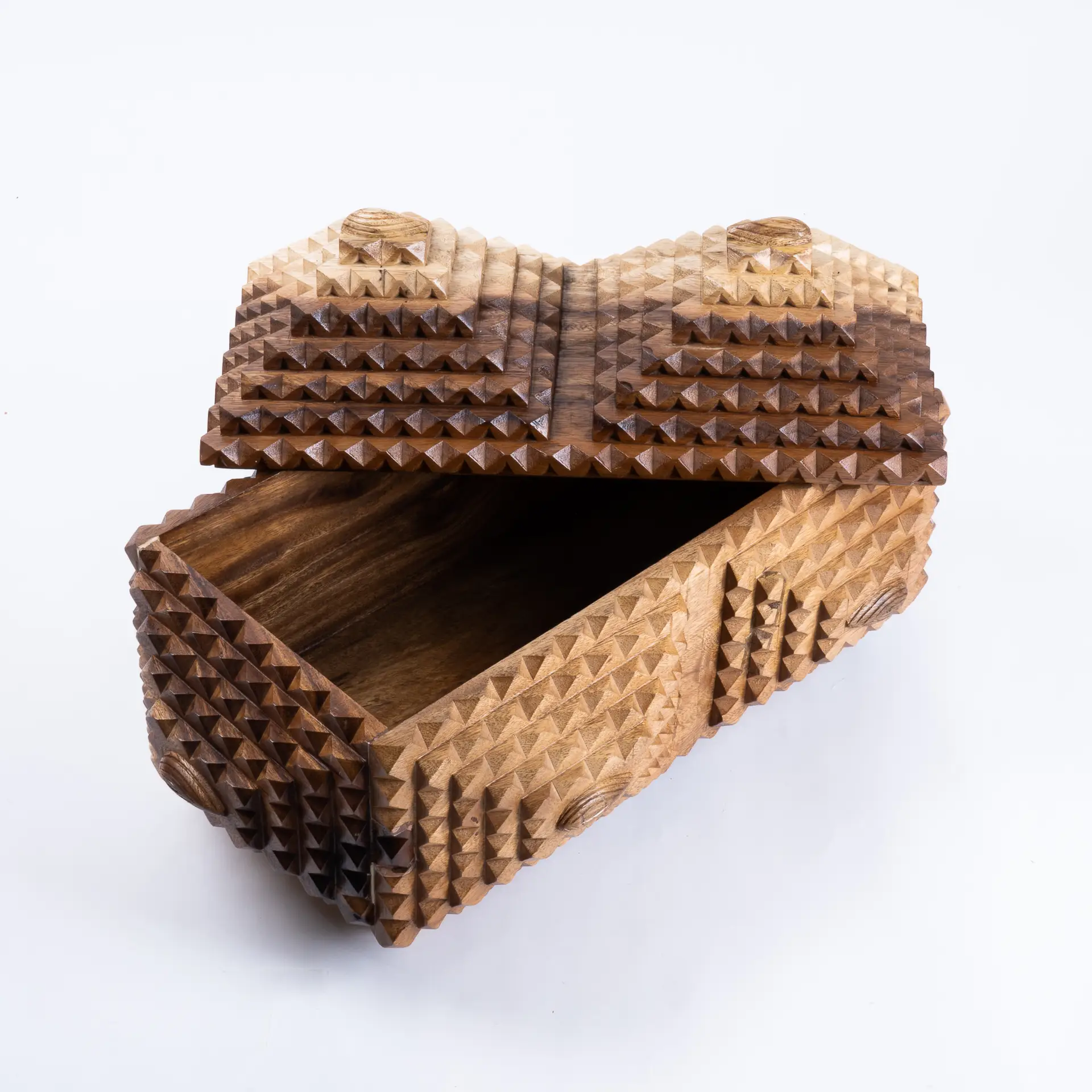 Solid Acacia Trompe Box | Natural Finish - Image 2