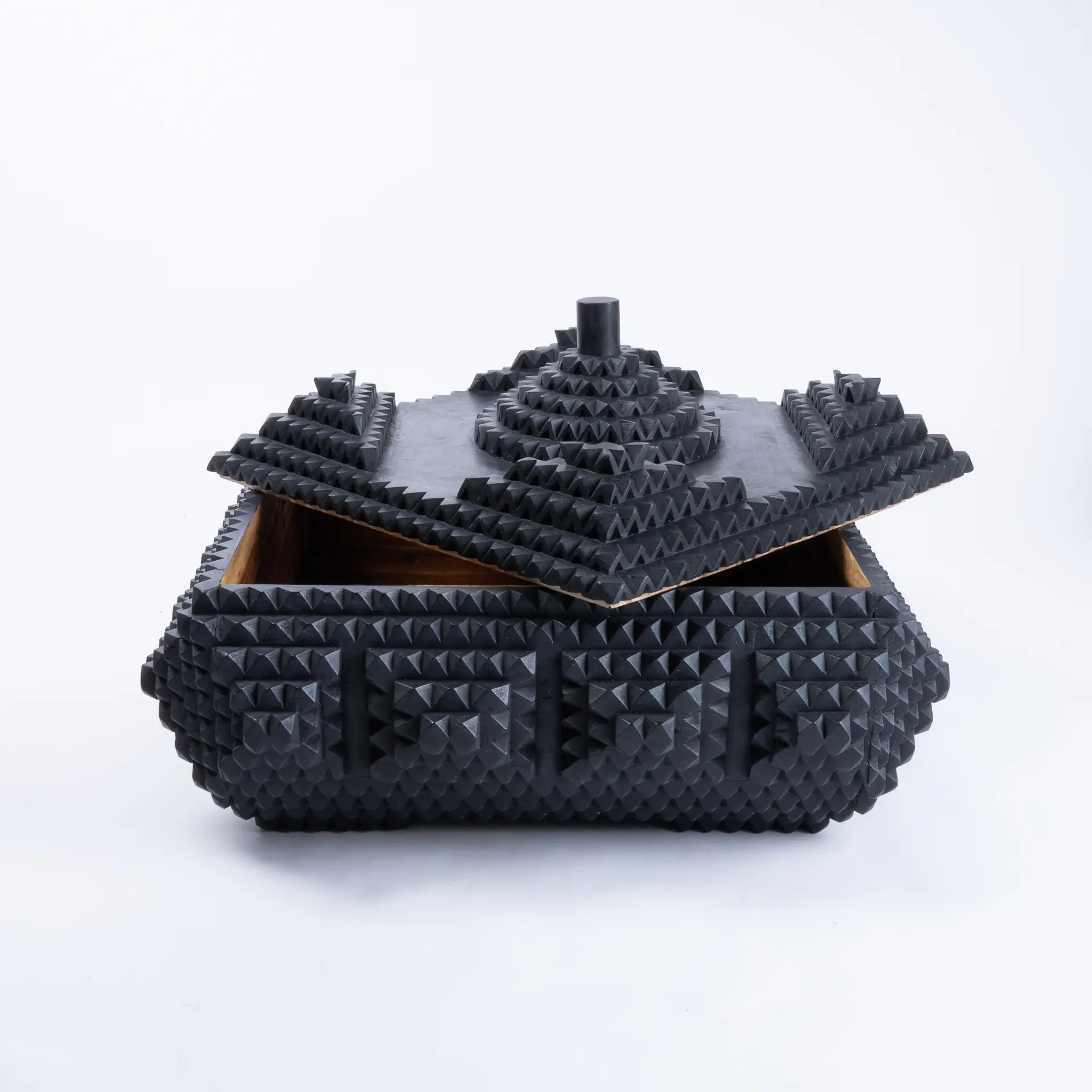 Large Solid Acacia Trompe Box | Black Finish - Image 3