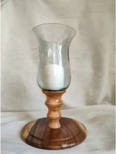Hurricane Lamp Wood Stand | Natural