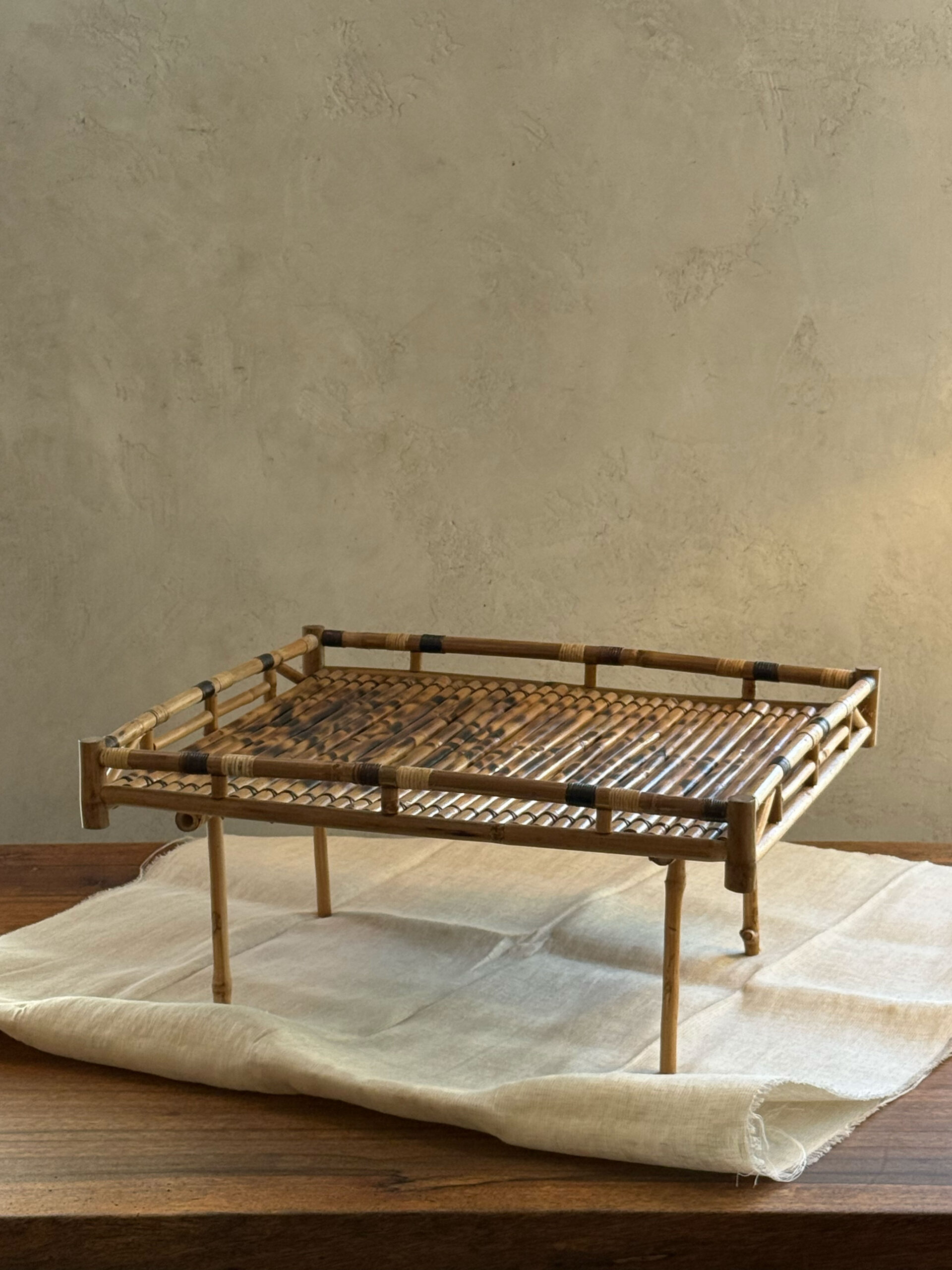 Scorched Bamboo Tray with Stand