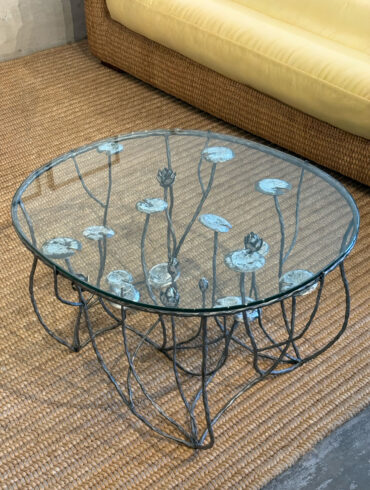 Wrought Iron Silver Leaf Lotus Table